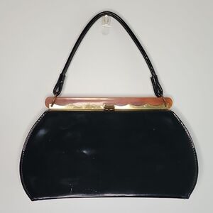Dubette Patent Leather Handbag With Lucite